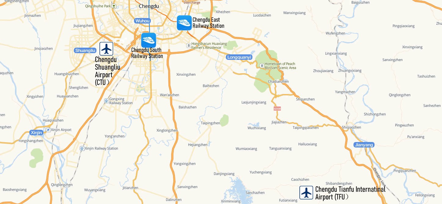 Chengdu Shuangliu International Airport map, map of CTU Airport