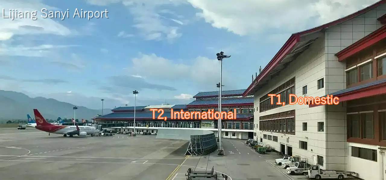 Terminal 2 and Terminal 1 map, Lijiang Sanyi Airport, LJG airport