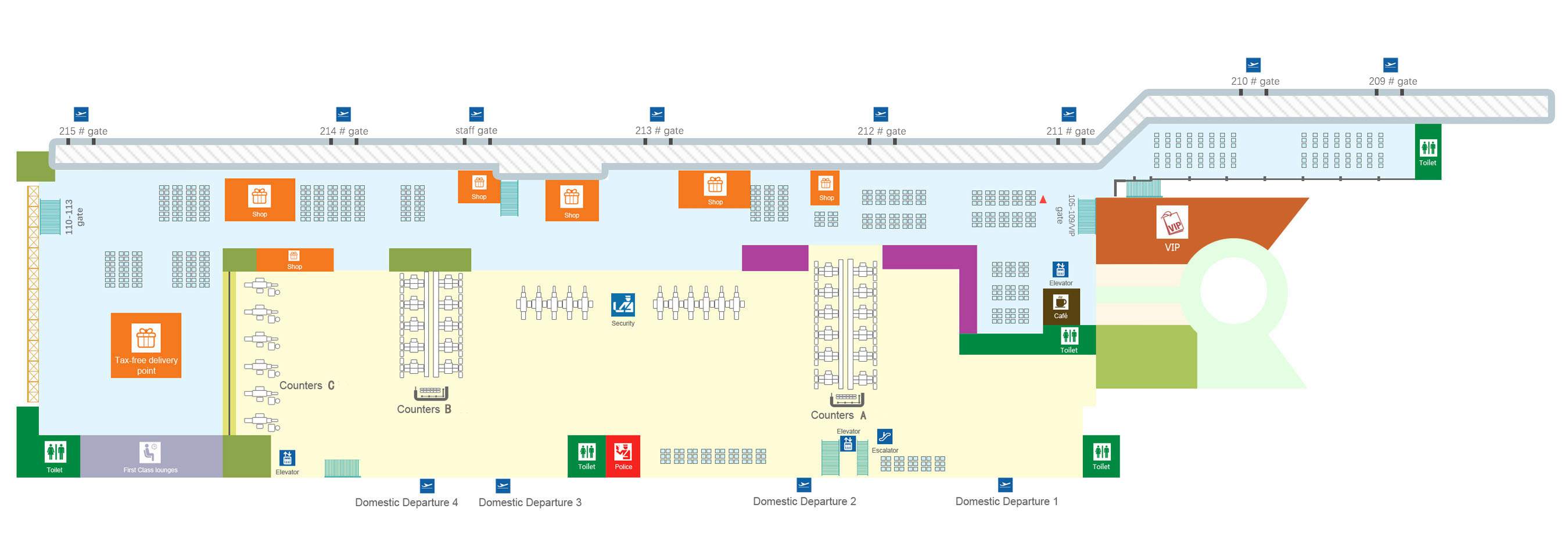 Sanya Phoenix Airport terminal 1 plan, layout Map, SYX airport