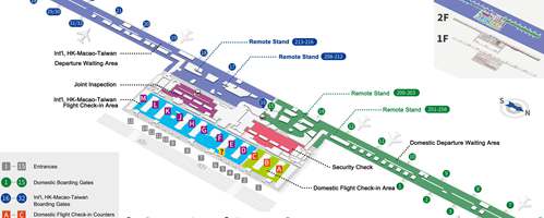 Shanghai Pudong Airport Terminal 1, T1, layout, plan map, PVG Airport