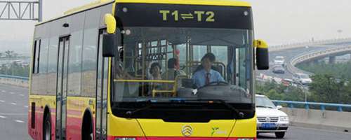 Shanghai Pudong international Airport shuttle bus between Terminal 2 and Terminal 1