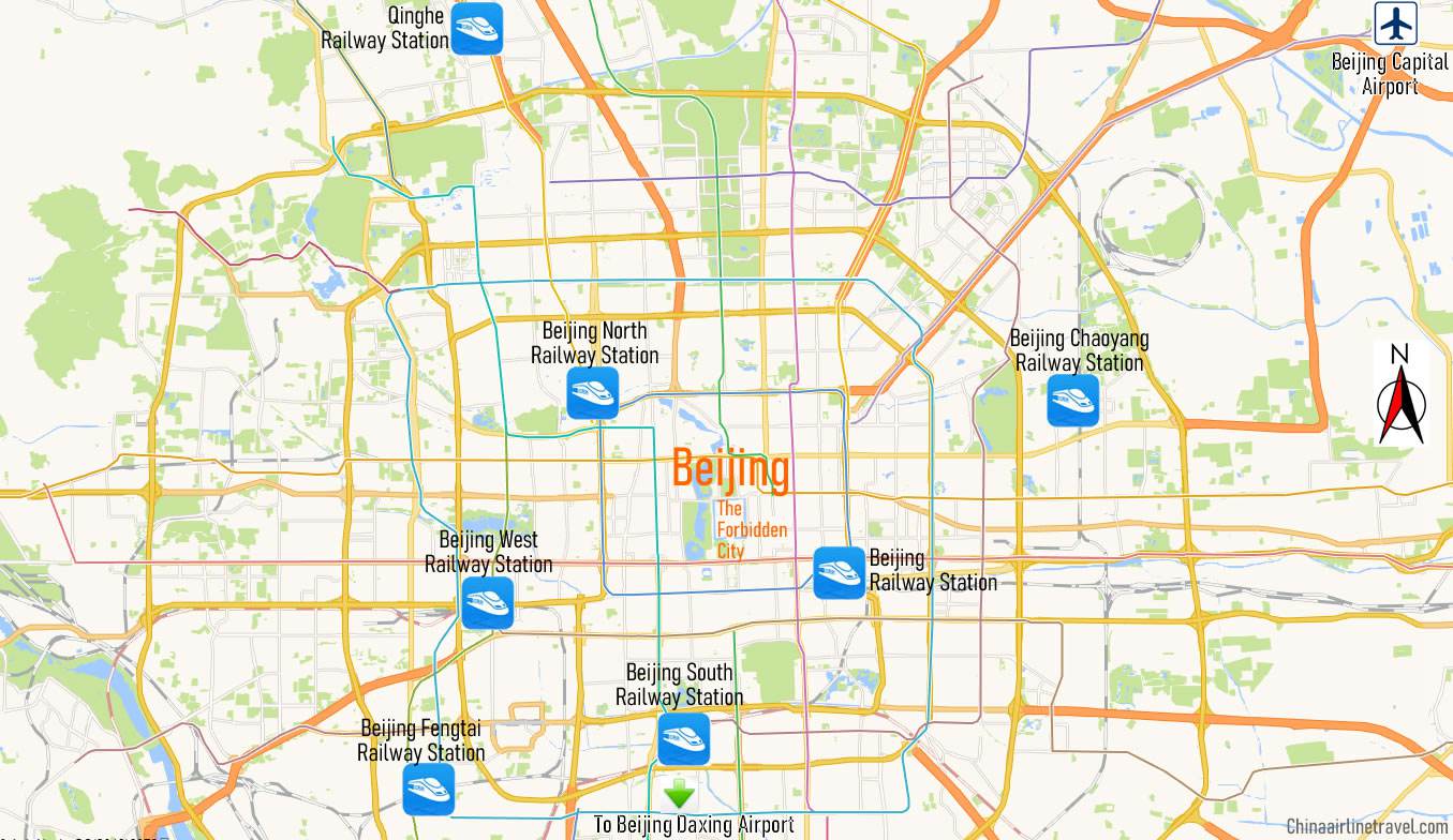 Map of Beijing Qinghe Railway station, Beijing Qinghe Train Station Map