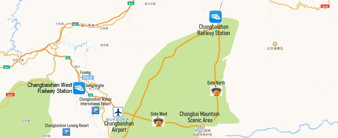 Map of Changbaishan West Railway station, Changbaishan Train Station Map