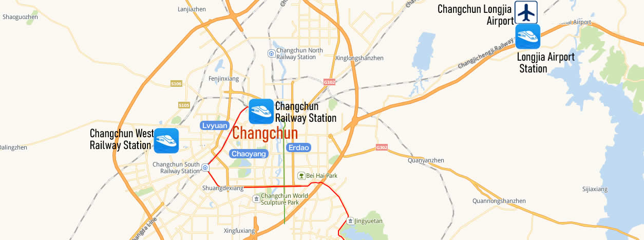 Map of Changchun Railway Station, Map of Changchun high speed train station, location