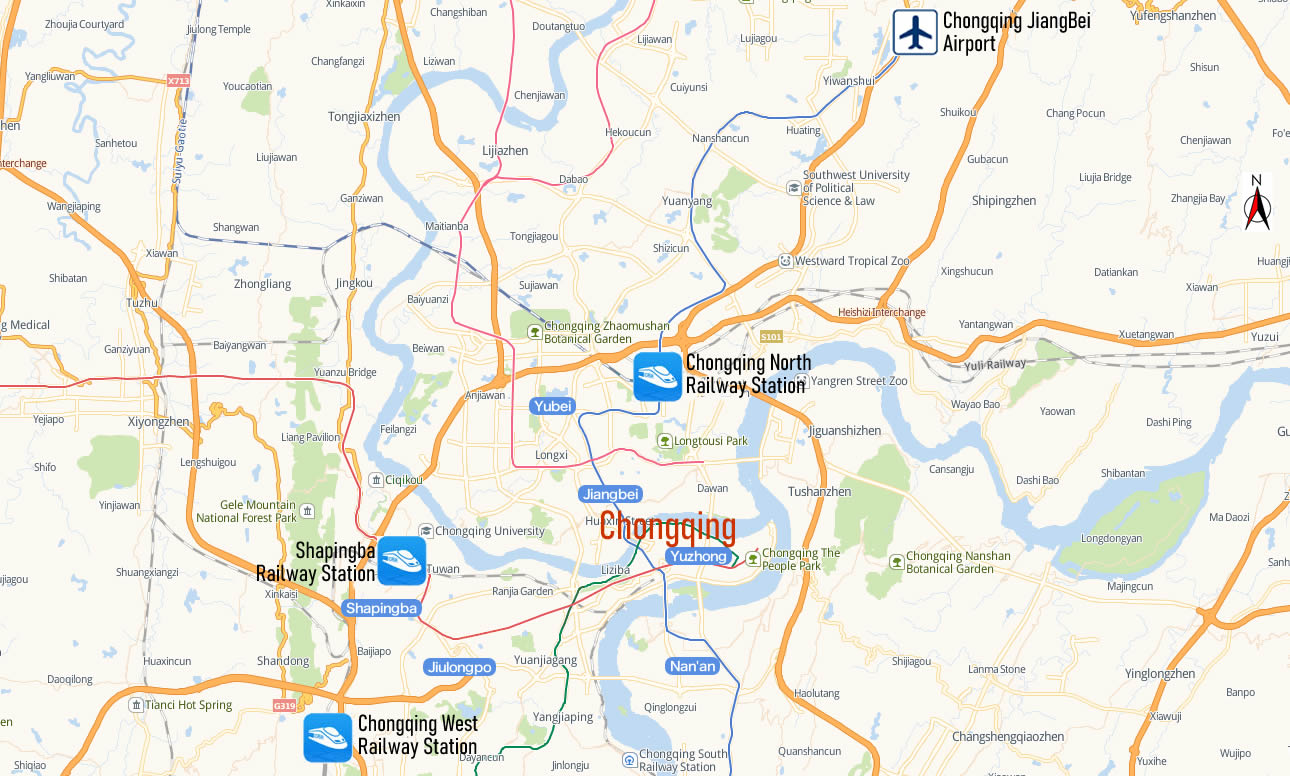 Map of Chongqing North Railway station, Chongqing North Train Station Map