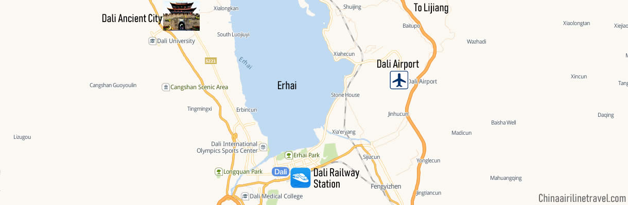 Map of Dali Railway station, Dali Train Station Map
