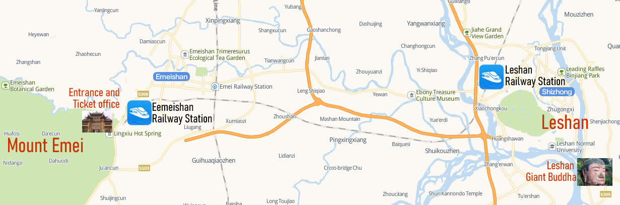 Map of Emeishan Railway station, Emeishan Train Station Map