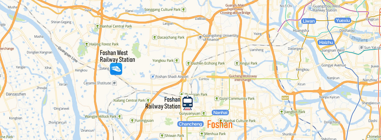 Map of Foshan West Railway station, Foshan West Train Station Map