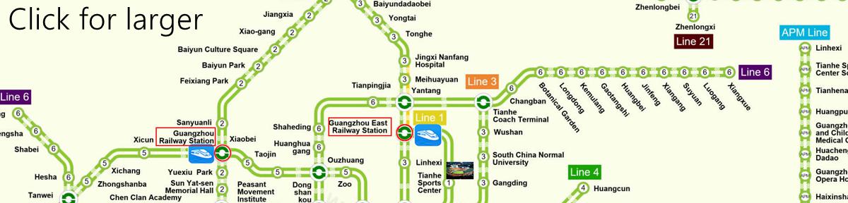 Metro Map of Guangzhou Baiyun Railway Station, Guangzhou Subway Map