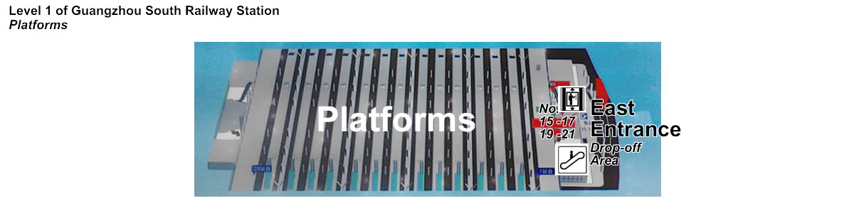 layout, plan map of Level 2, station platforms of Guangzhou Railway Railway Station