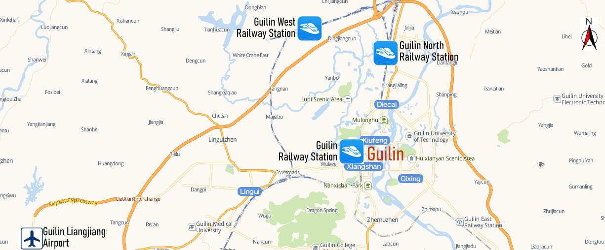 Guilin North Railway station Map, Guilin Bei Train Station Map