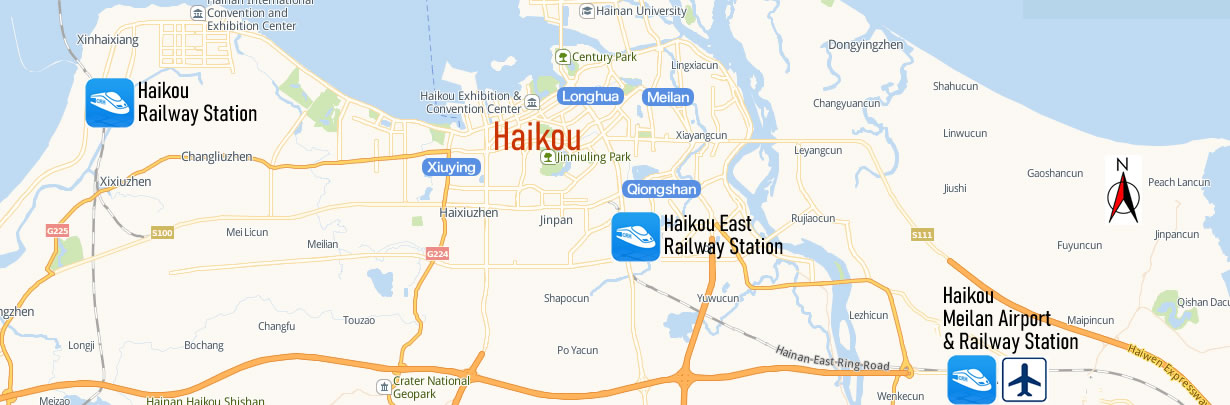 Map of Haikou East Railway station, Haikou East Train Station Map