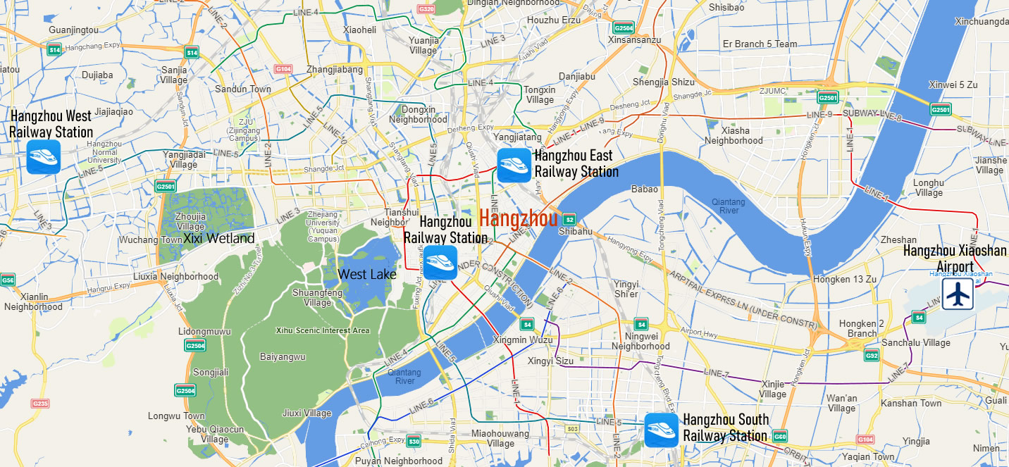 Map of Hangzhou Railway Station