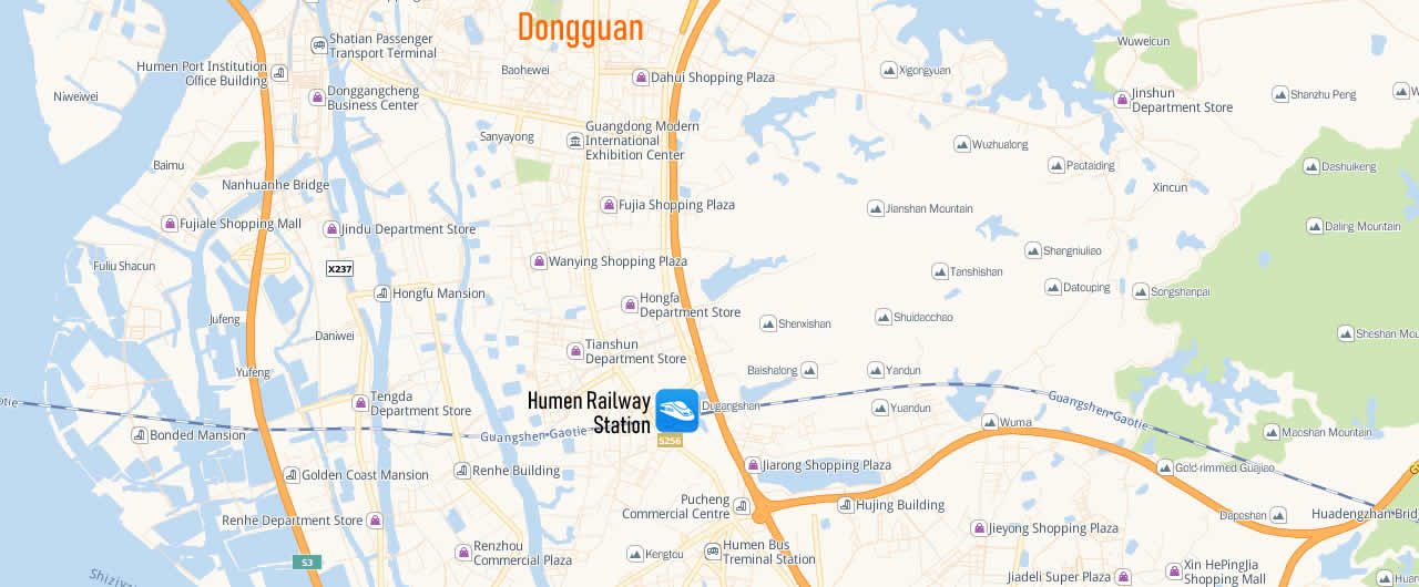 Map of Humen Railway station, Humen Train Station Map