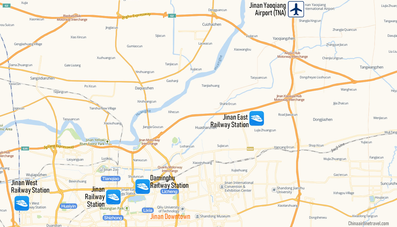 Map of Jinan West Railway Station, Map of Jinan West high speed train station, location