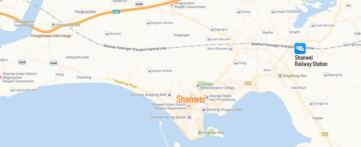 Map of Shanwei Railway station, Shanwei Train Station Map