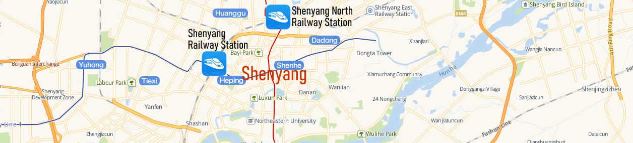 Map of Shenyang North Railway Station, Map of Shenyang high speed train station, location