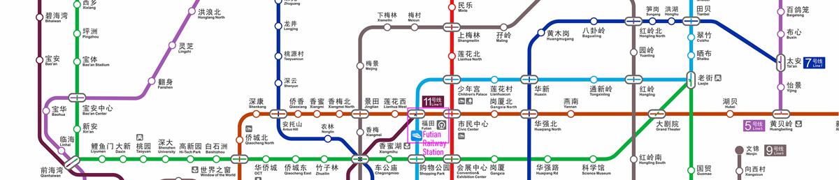 Metro Map of Shenzhen Futian Railway Station, Shenzhen Subway Map