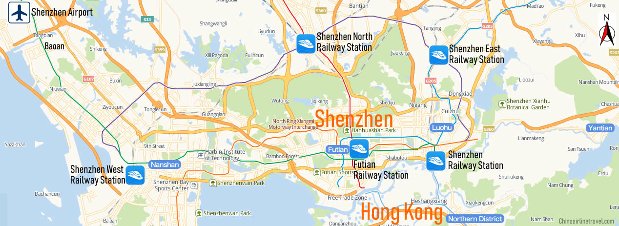 Map of Shenzhen North Railway station, Shenzhen Bei Train Station
