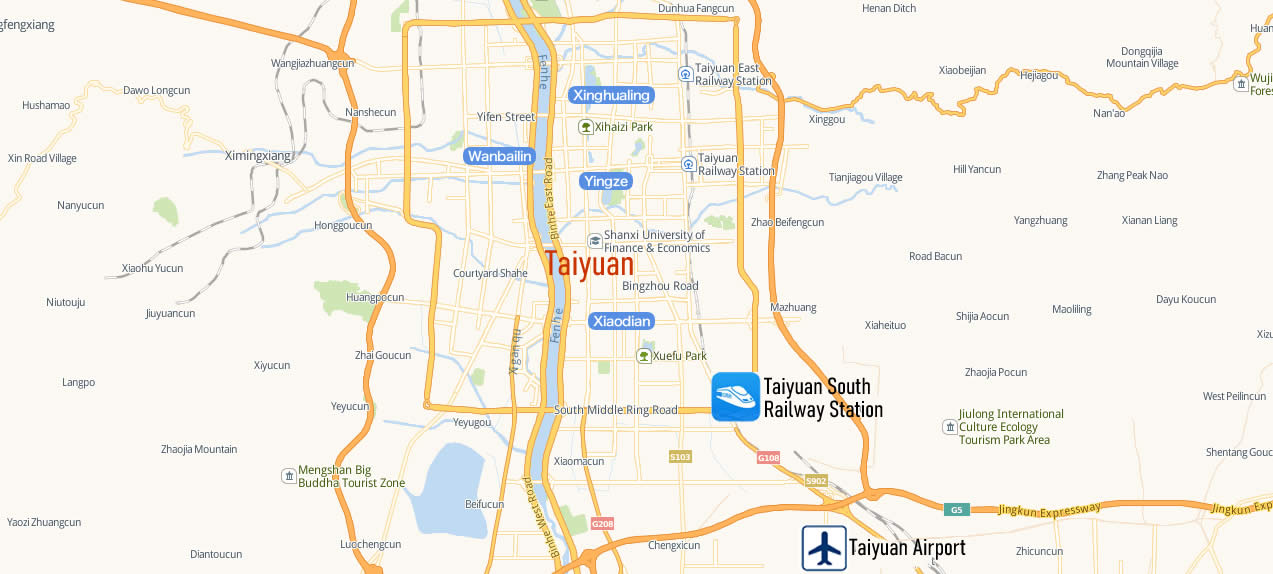 Map of Taiyuan South Railway Station, Map of Taiyuan South high speed train station, location