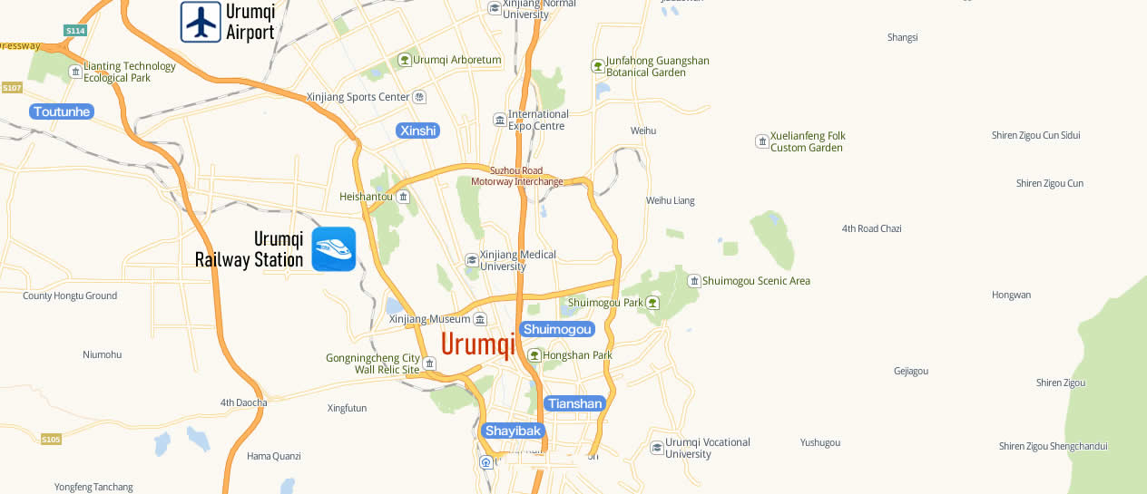 Map of Urumqi Railway Station, Map of Urumqi high speed train station, location