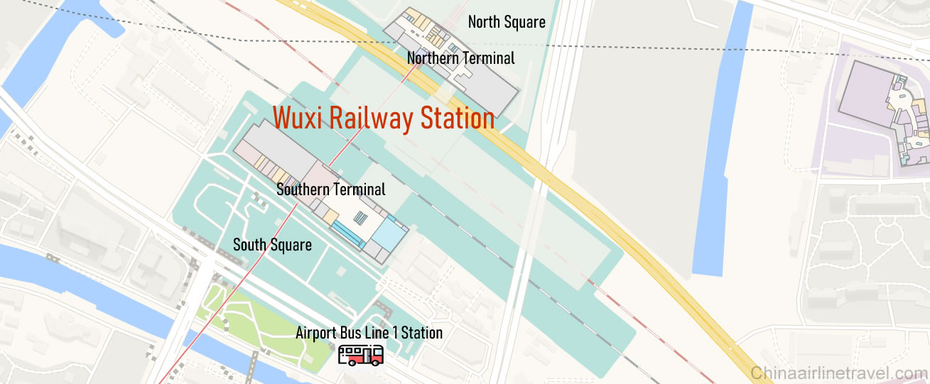 Airport bus line 1 to Wuxi Airport, WUX airport, map, location