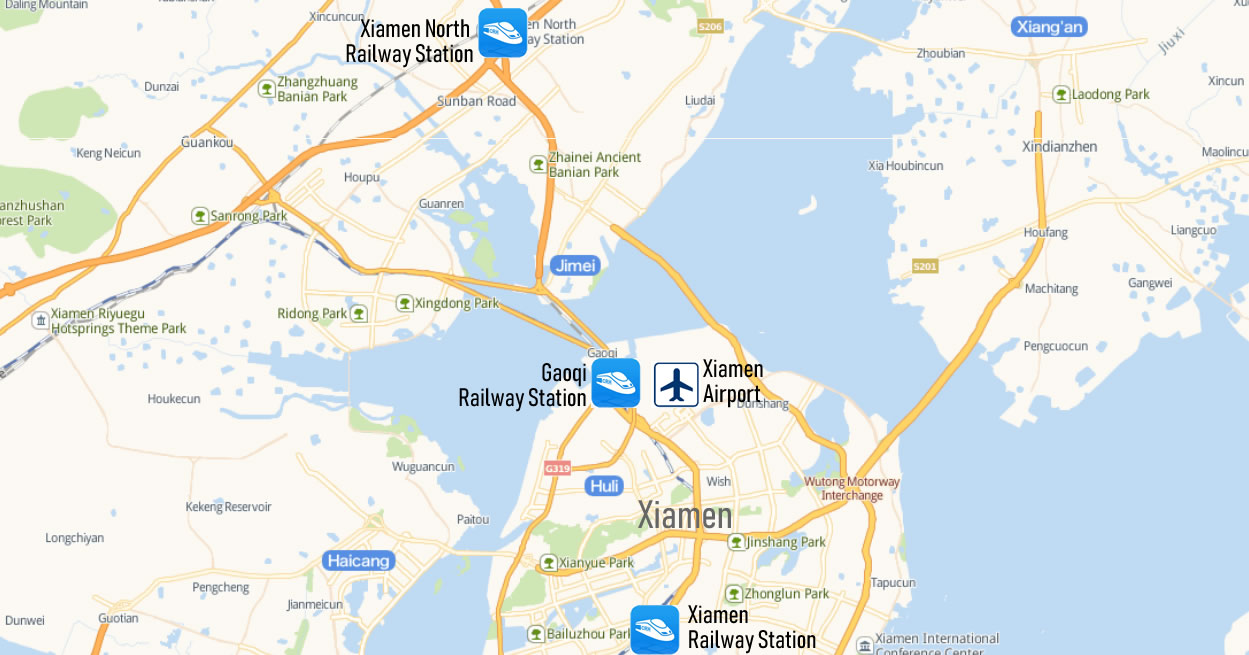 Map of Xiamen North Railway Station, Map of Xiamen Bei high speed train station, location