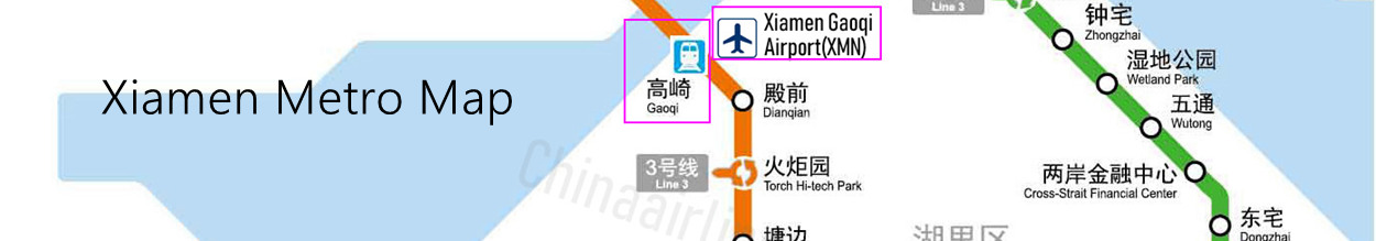 Xiamen Metro Map, Metro line 1 to  Xiamen North Railway station, Xiamen Bei Train Station