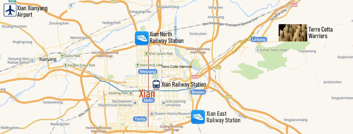 Map of Xian East Railway Station, Xian East Train Station Map
