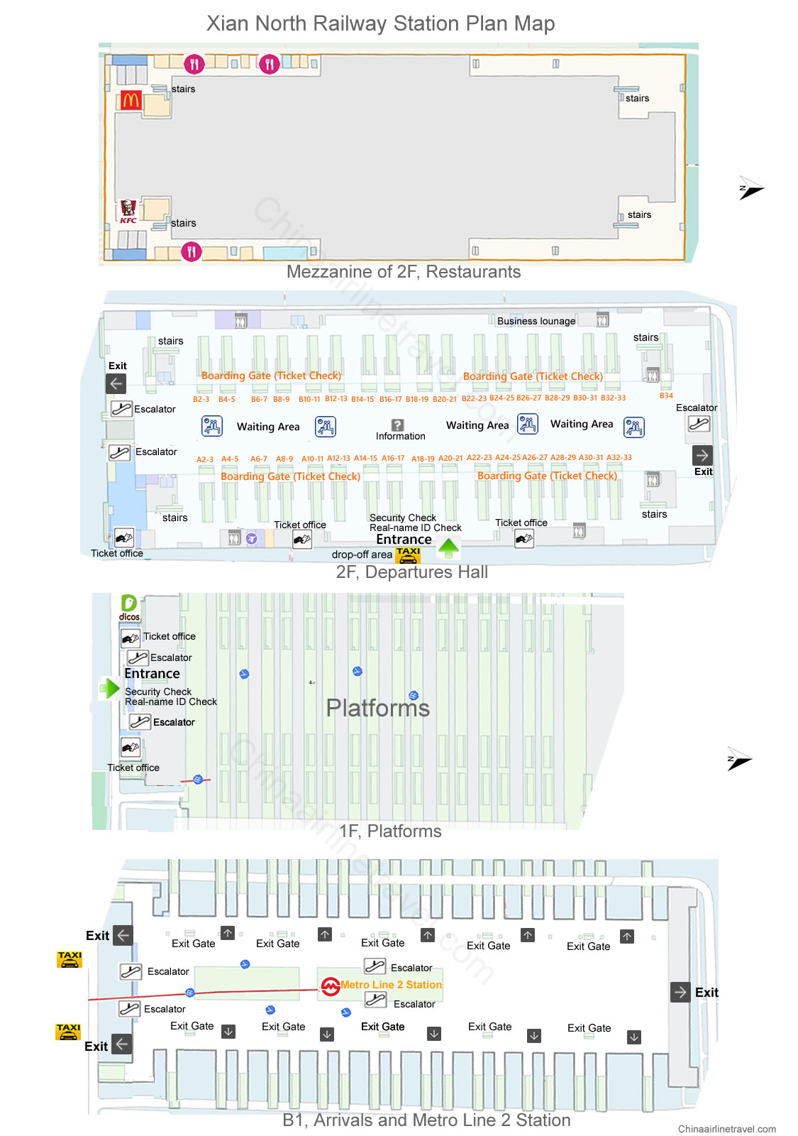 layout, plan, map of Xian North Railway Station, Xian Bei train station map