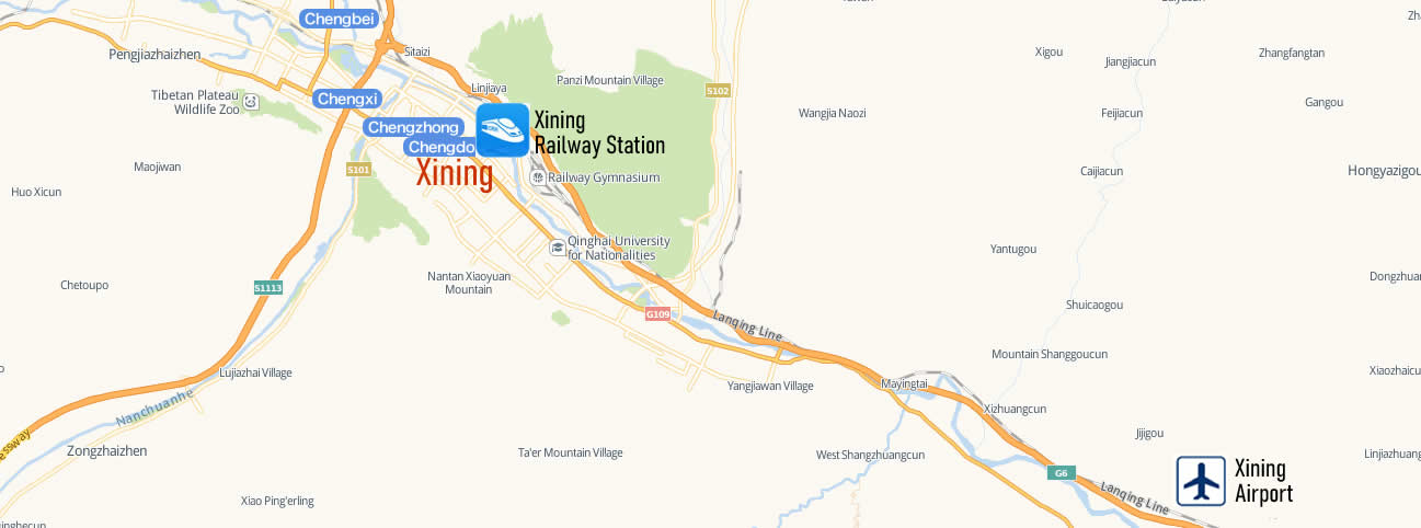 Map of Xining Railway Station, Map of Xining high speed train station, location