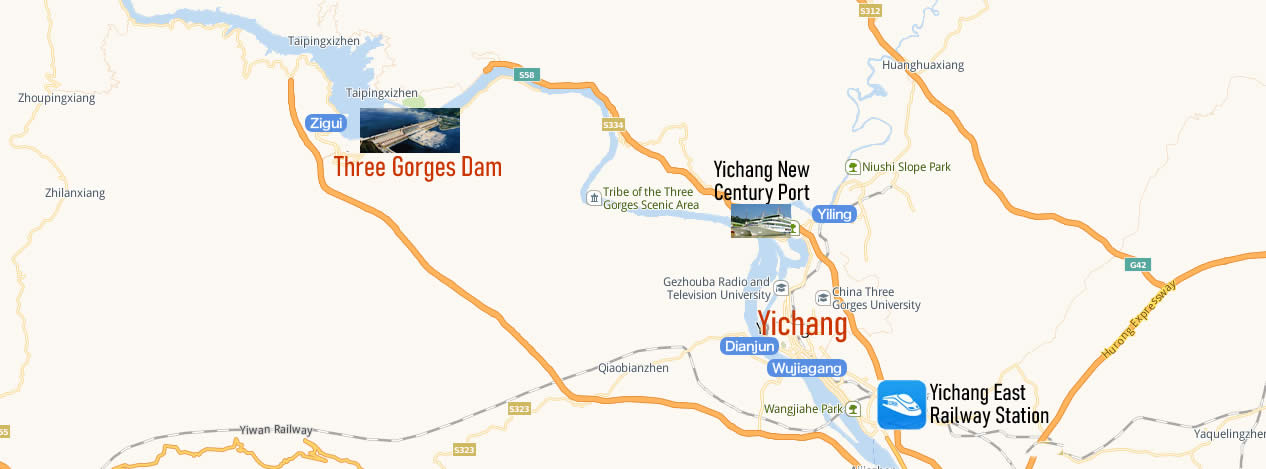 Map of Yichang East Railway Station, Three Gorges Dam railway station map