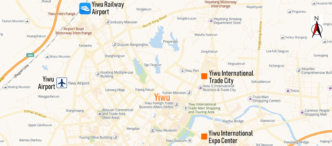 Map of Yiwu Railway station, Yiwu Train Station Map