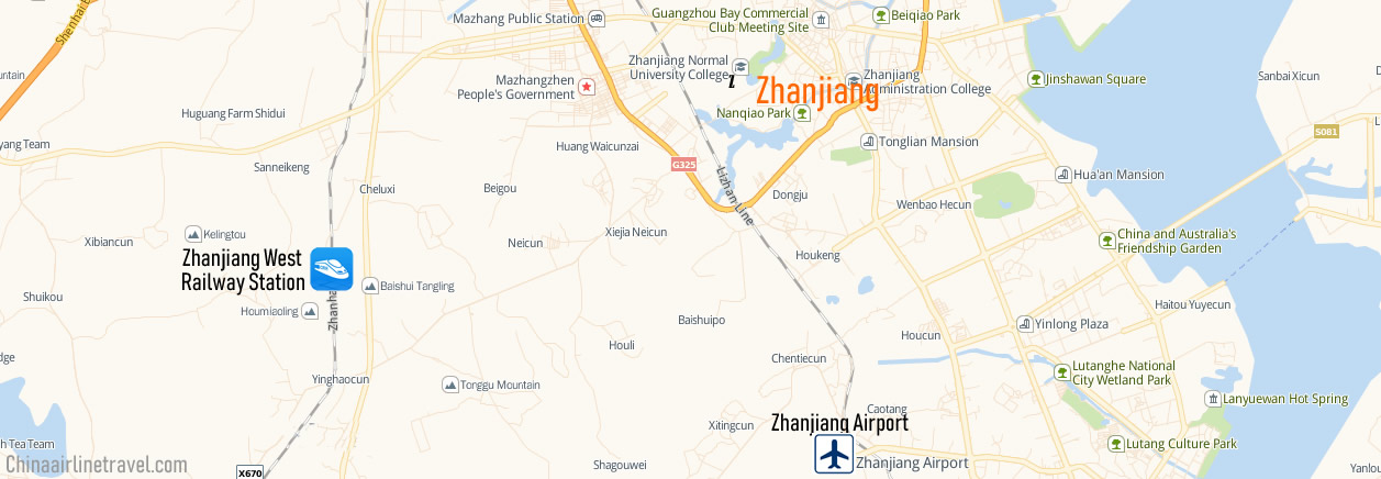 Map of Zhanjiang West Railway station, Zhanjiang Xi Train Station Map
