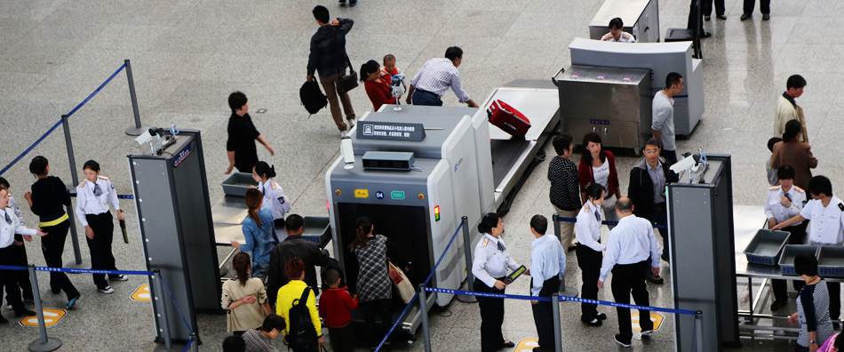Security check in railway station, China